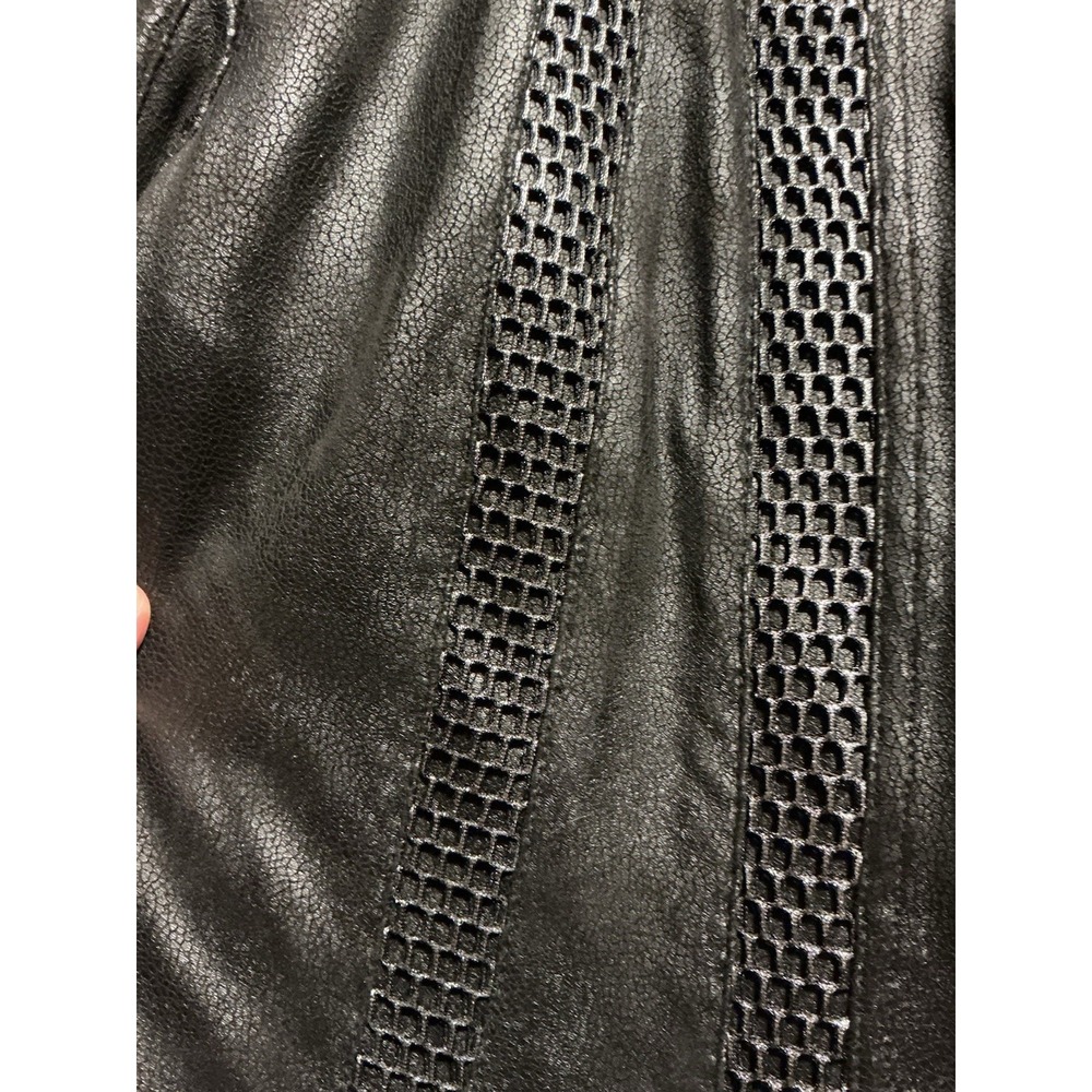 INSIGHT Faux Leather Moto Jacket Size 14 Black Women Coat Lightweight Metallic - Picture 3 of 6